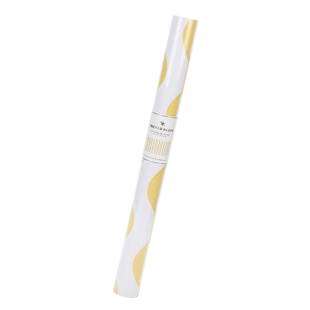 Yellow Scallops Paper Table Runner (25 foot, cut to fit)