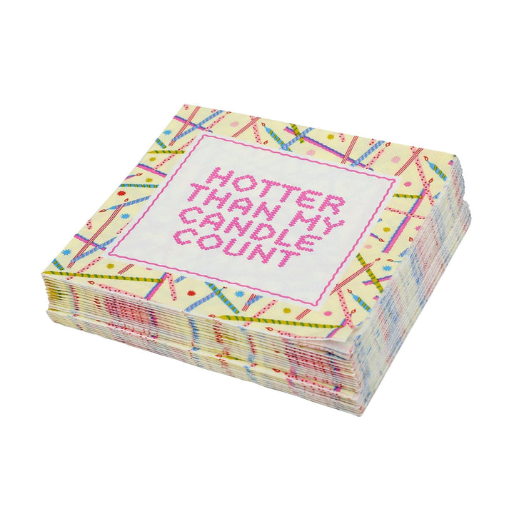 Packed Party Hotter Than My Candle Count Paper Cocktail Napkins - 20 Count Funny Birthday Napkins, 5x5 Inch Folded