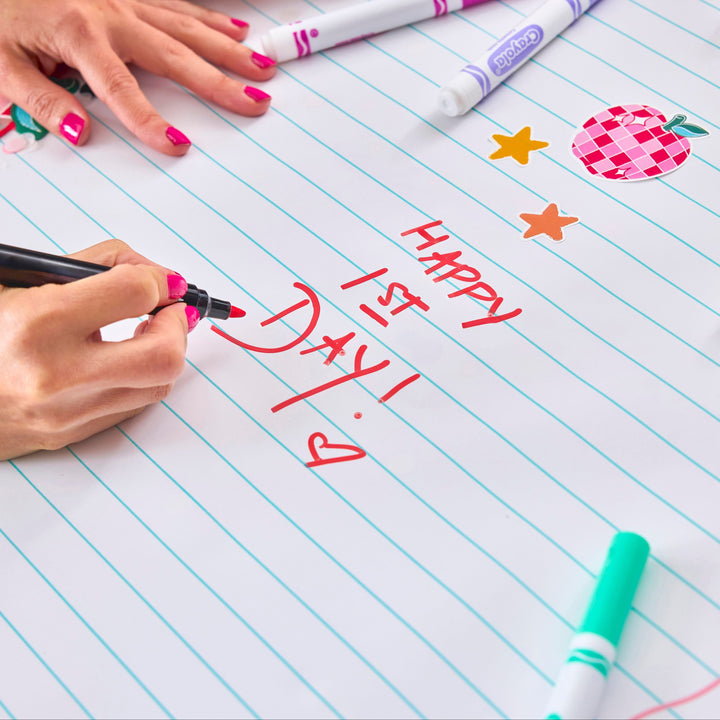 Notebook Paper Table Runner with Customizable Stickers (25 ft, cut to fit)