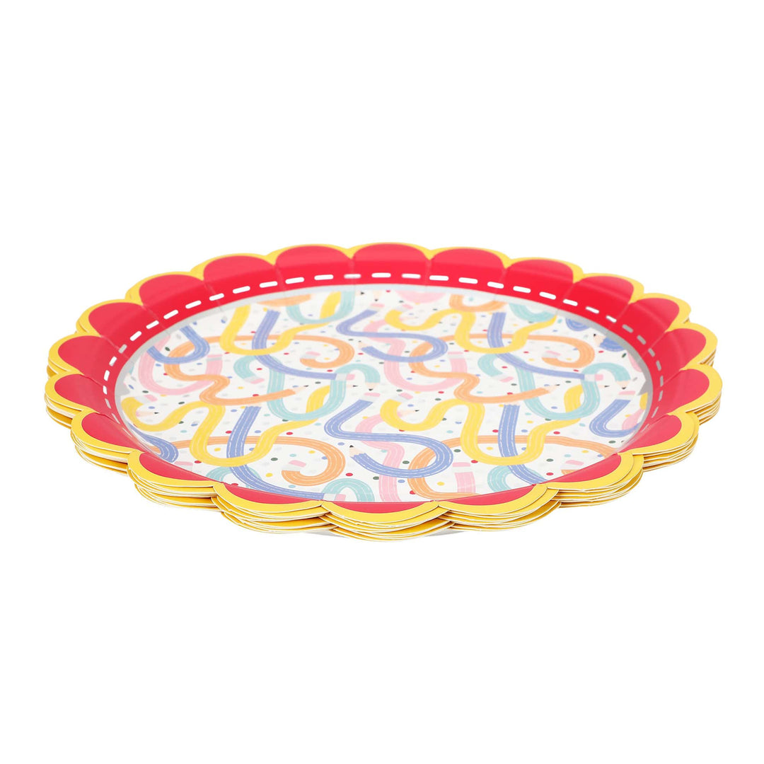 Packed Party Pencil Print Paper Plates, 10 In
