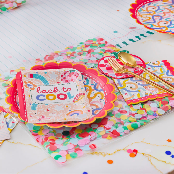Packed Party Pencil Print Paper Plates, 10 In