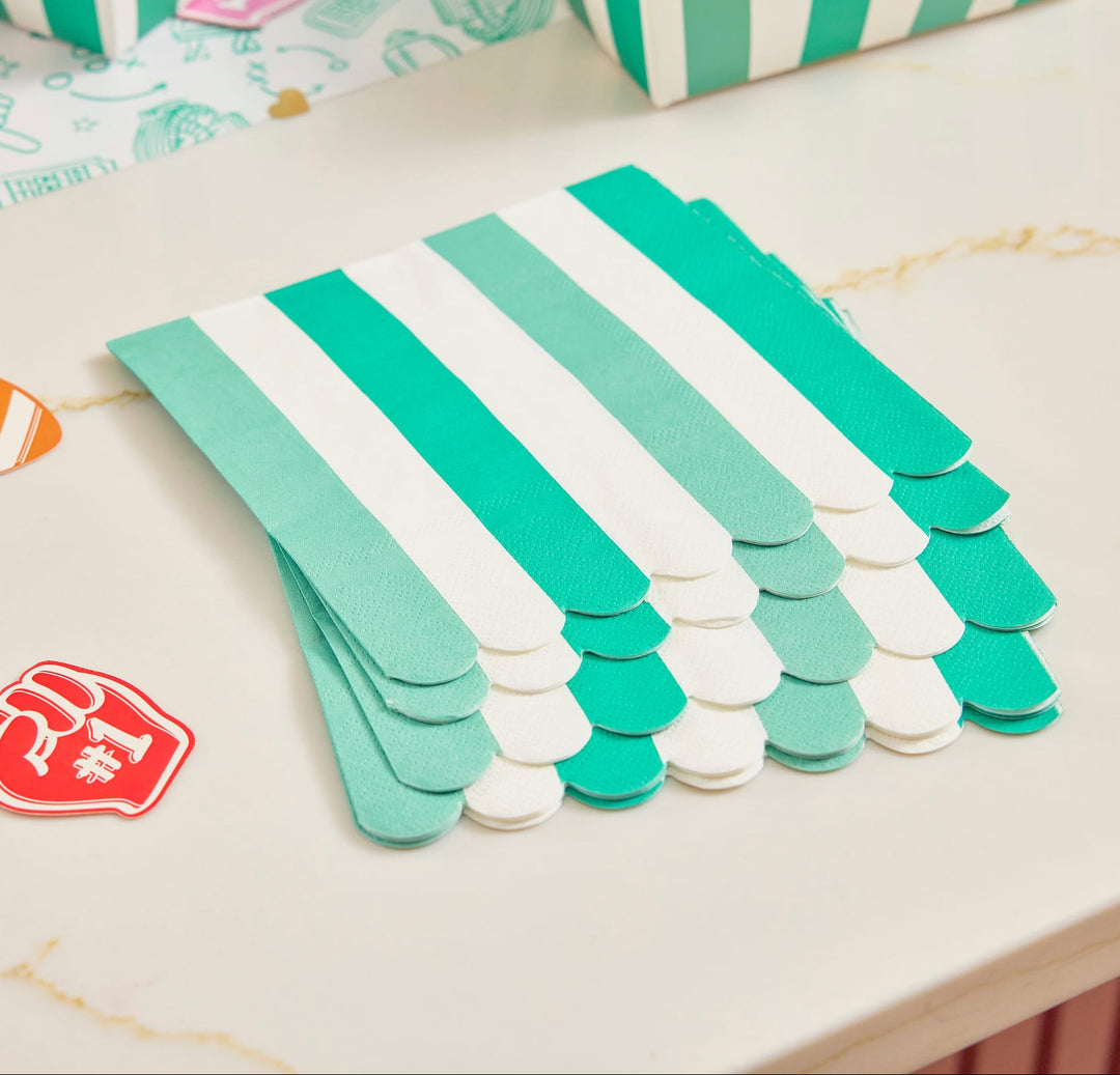 Game Day Green &amp; White Stripe Lunch Napkins (20 Ct)