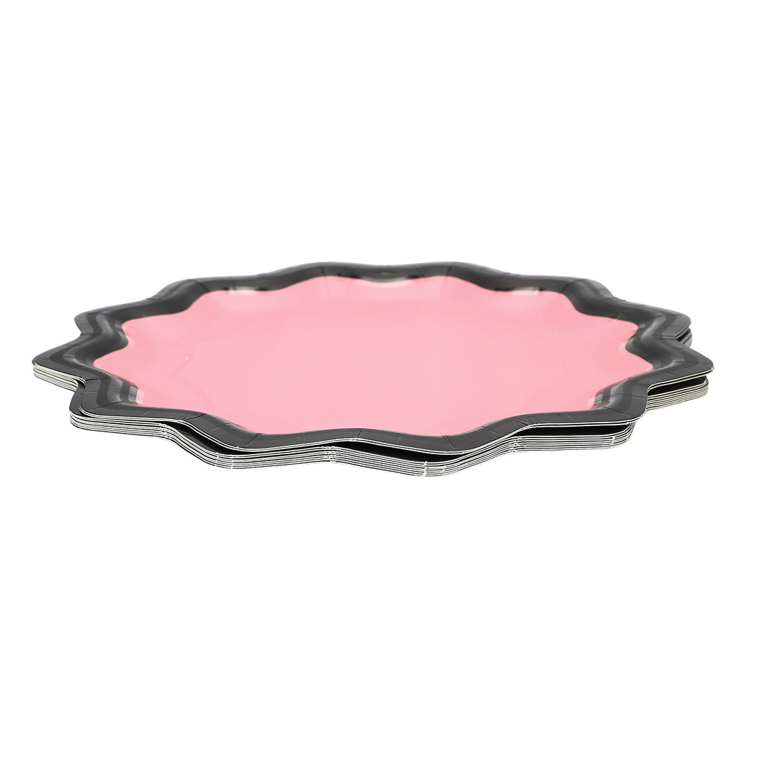 Packed Party Halloween Pink &amp; Black Scalloped Dinner Plates 10" (10ct)