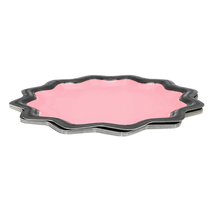 Packed Party Halloween Pink &amp; Black Scalloped Dinner Plates 10" (10ct)