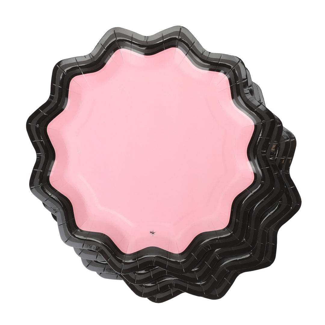 PINK AND BLACK GLOSS 10IN DINNER PLATES