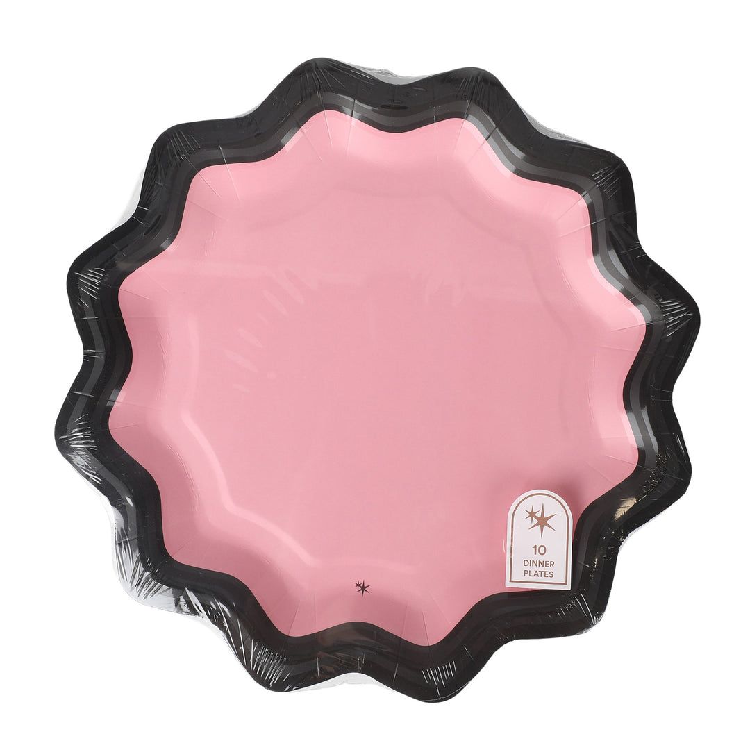 PINK AND BLACK GLOSS 10IN DINNER PLATES