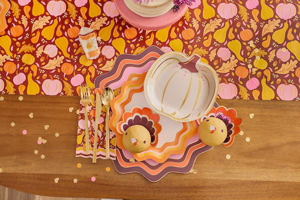 Packed Party Orange Spice Wavy Dinner Plates, 10 Inch Paper Plates, 10 Count, Disposable Fall Tableware for Thanksgiving, Friendsgiving &amp; Fall Parties
