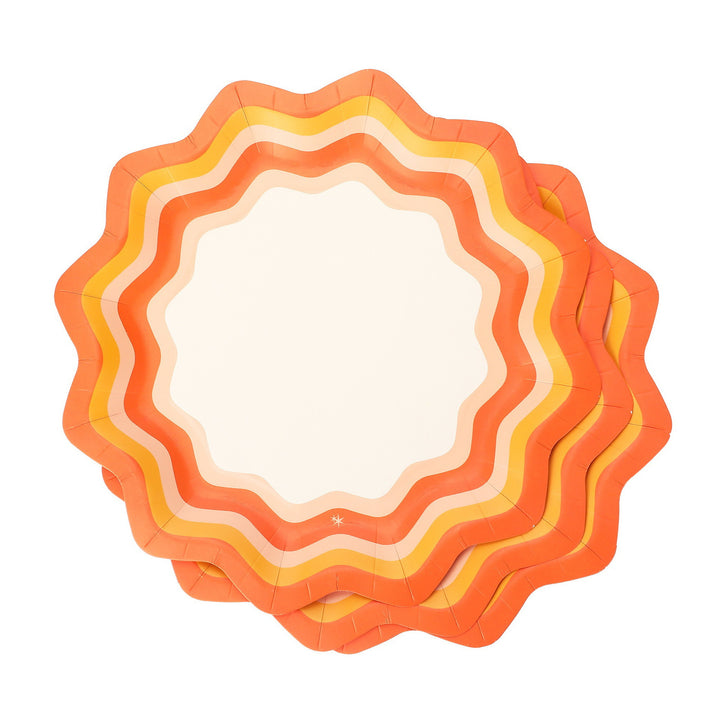 Packed Party Orange Spice Wavy Dinner Plates, 10 Inch Paper Plates, 10 Count, Disposable Fall Tableware for Thanksgiving, Friendsgiving &amp; Fall Parties