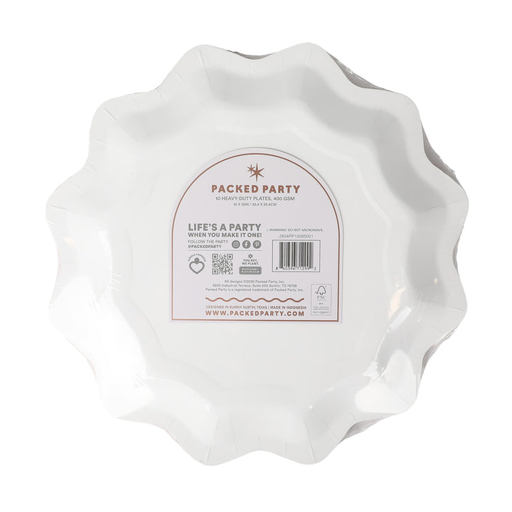 Packed Party Orange Spice Wavy Dinner Plates, 10 Inch Paper Plates, 10 Count, Disposable Fall Tableware for Thanksgiving, Friendsgiving &amp; Fall Parties