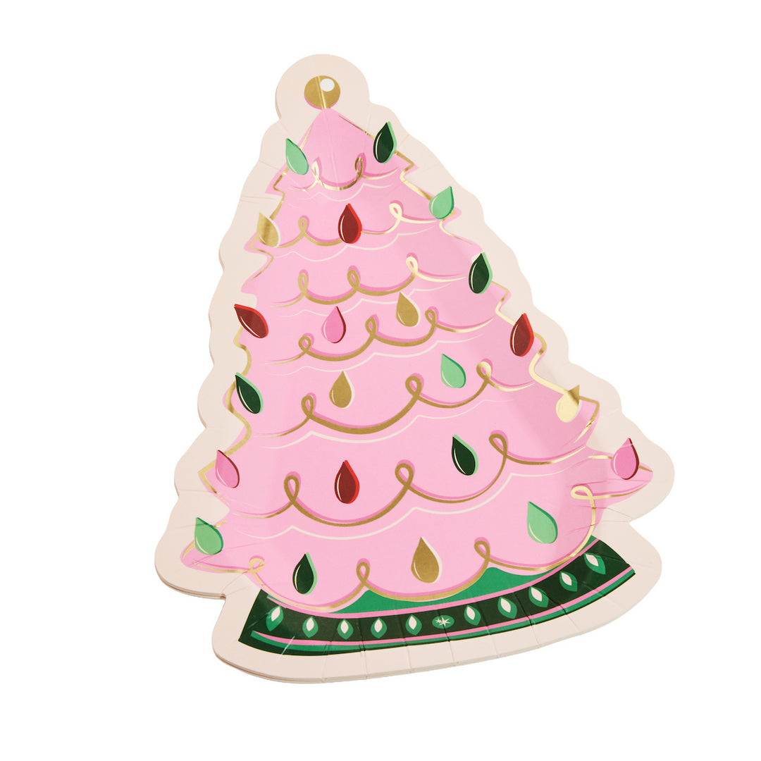 Merry Kitschmas Pink Tree Lunch Plates