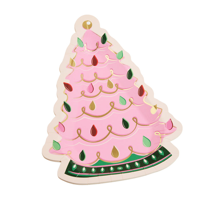 Merry Kitschmas Pink Tree Lunch Plates