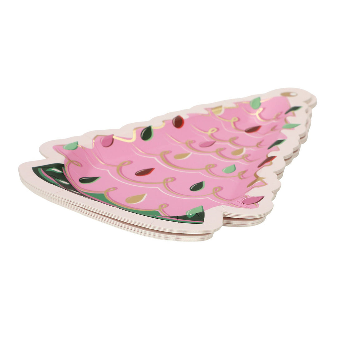 Merry Kitschmas Pink Tree Lunch Plates