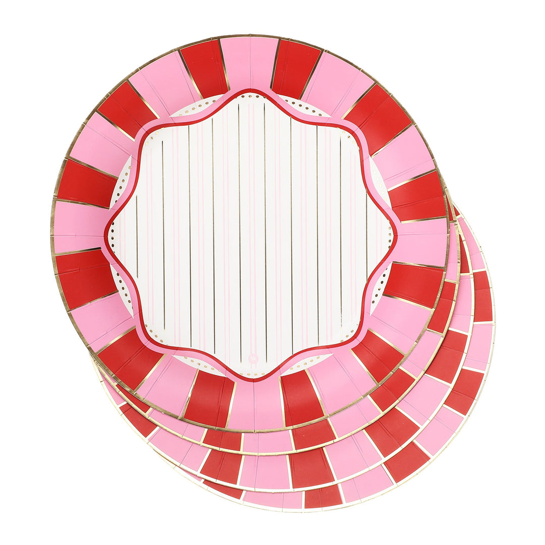 Packed Party Red and Pink 10 In Plate, Party Ware