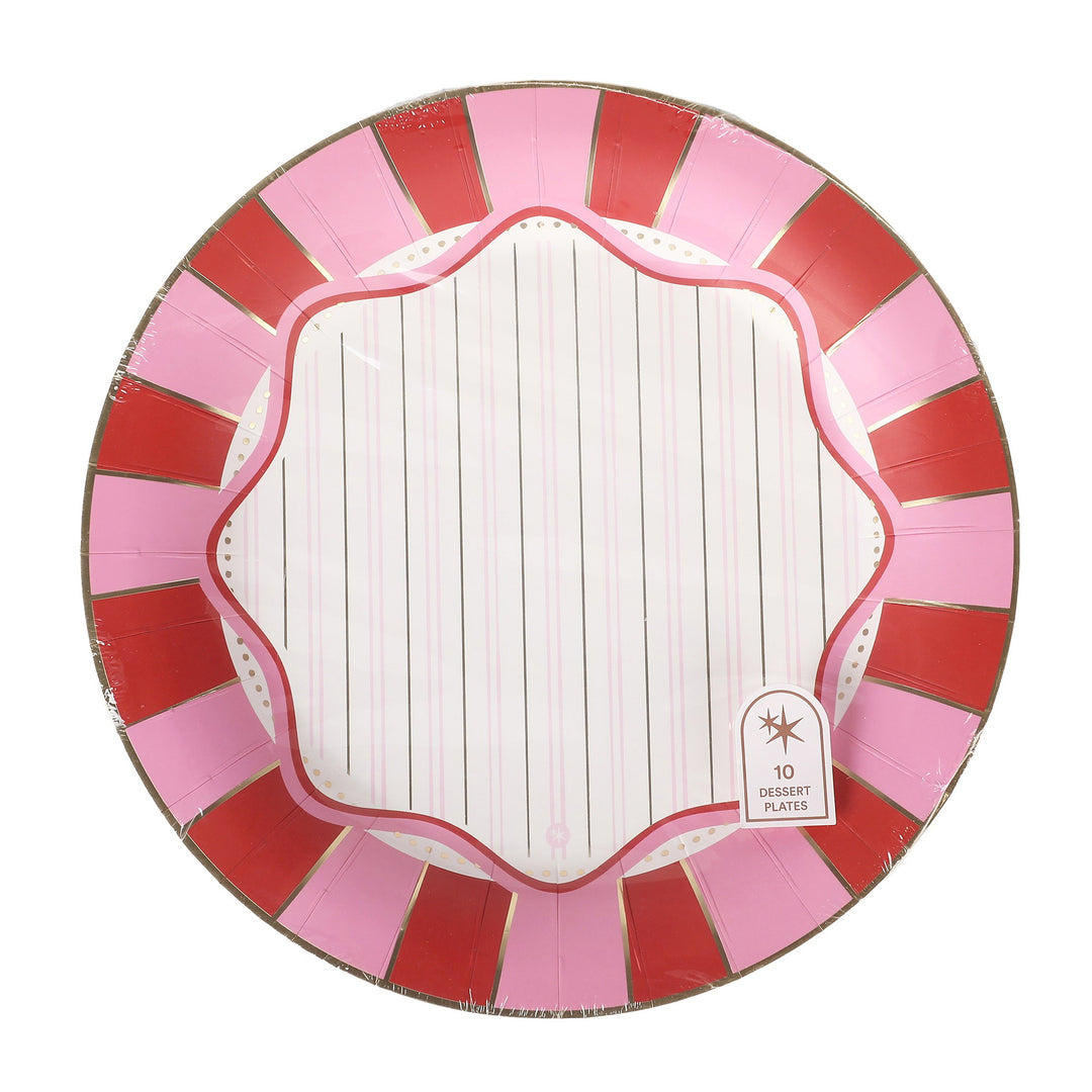 Packed Party Red and Pink 10 In Plate, Party Ware