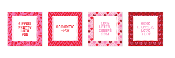 Packed Party Romantic Cocktail Napkins, 40 Count, 5 Inch Pink &amp; Red Valentine’s Day Paper Napkins, 4 Assorted Designs
