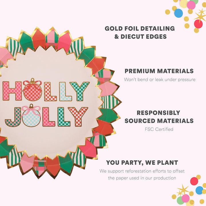 Holly Jolly Christmas Dessert Plates (10 count)