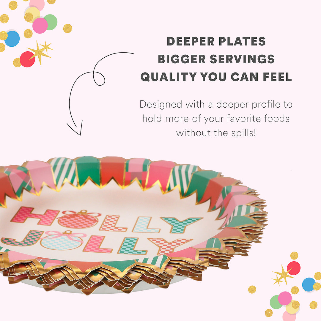 Holly Jolly Christmas Dessert Plates (10 count)