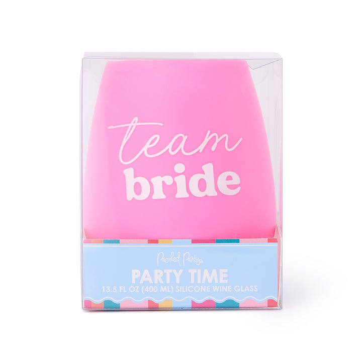 Packed Party Team Bride Pink 13.5 Oz Stemless Silicone Wine Glass
