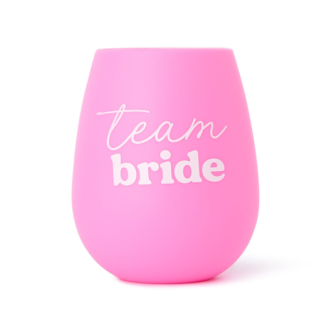 Packed Party Team Bride Pink 13.5 Oz Stemless Silicone Wine Glass