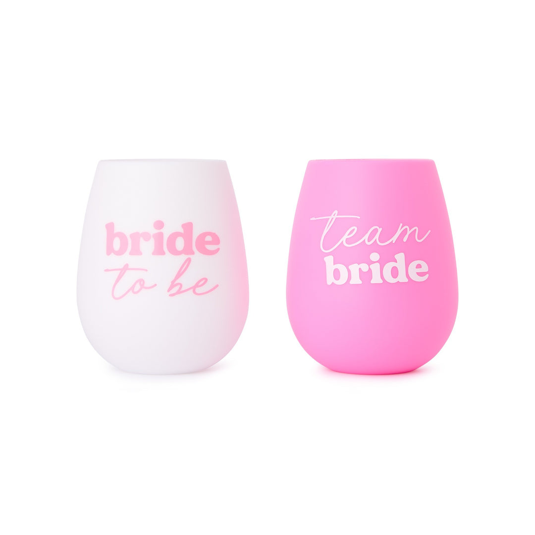 Packed Party Team Bride Pink 13.5 Oz Stemless Silicone Wine Glass