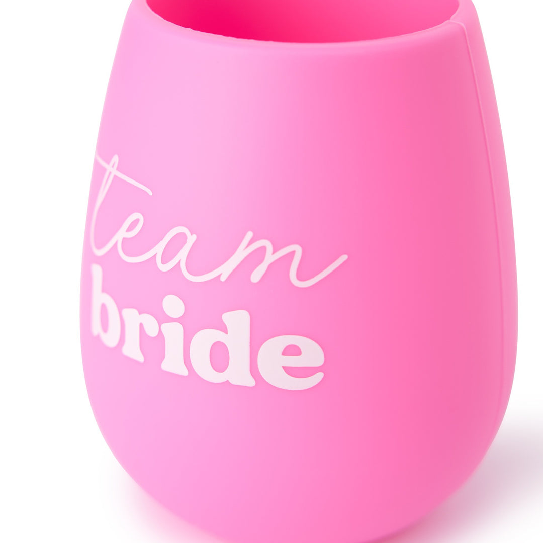 Packed Party Team Bride Pink 13.5 Oz Stemless Silicone Wine Glass