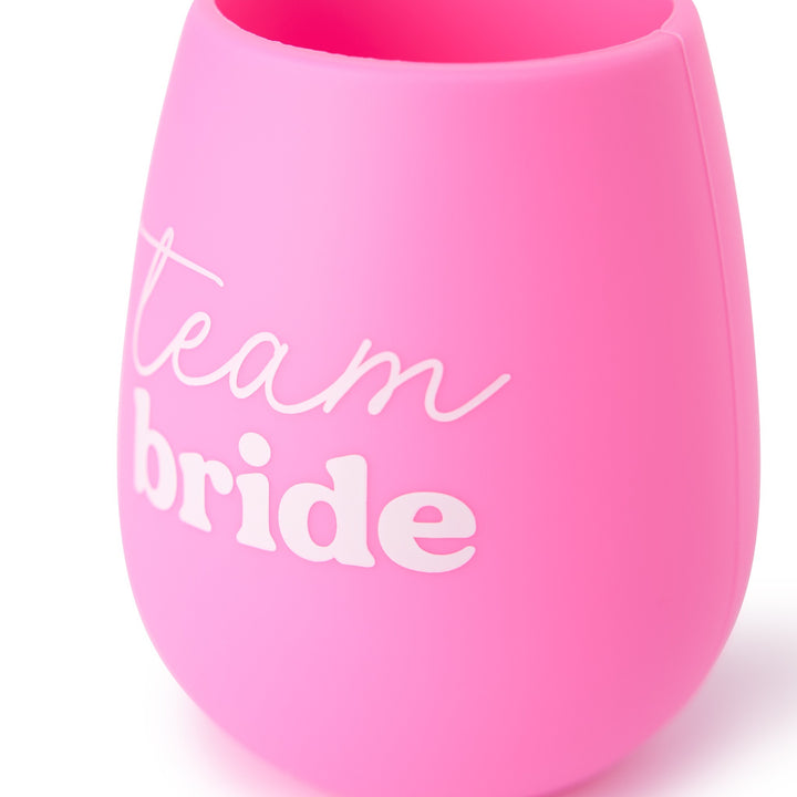 Packed Party Team Bride Pink 13.5 Oz Stemless Silicone Wine Glass