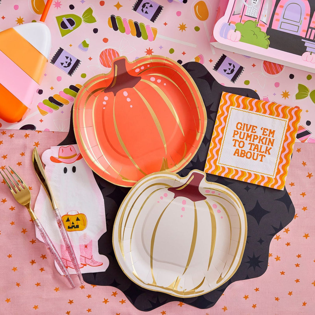Orange and White Pumpkin Dessert Plates (10ct)