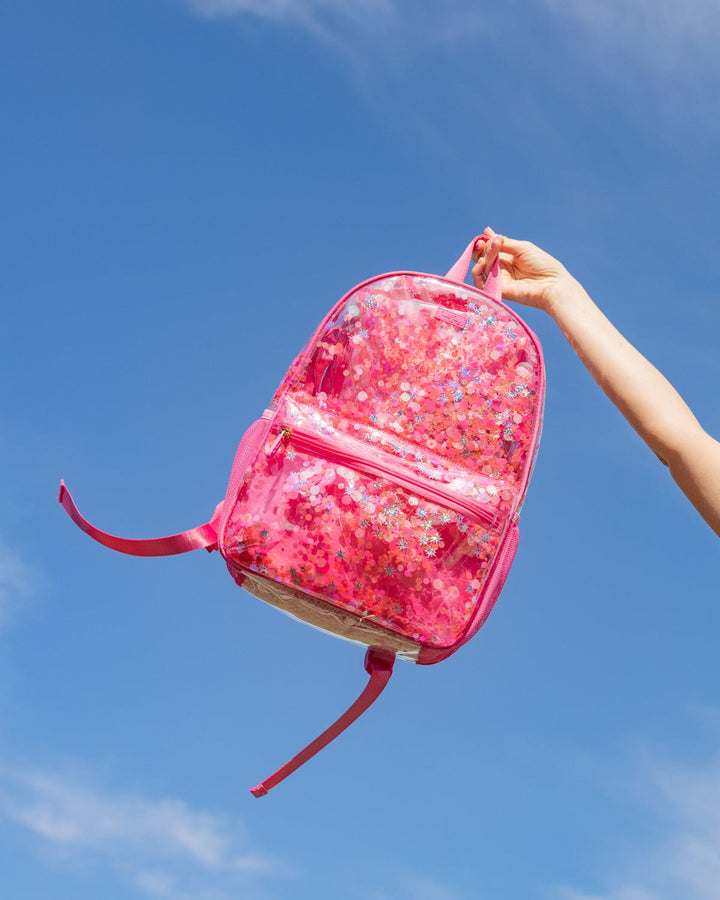 Clear Sweet Tart Pink Confetti Backpack