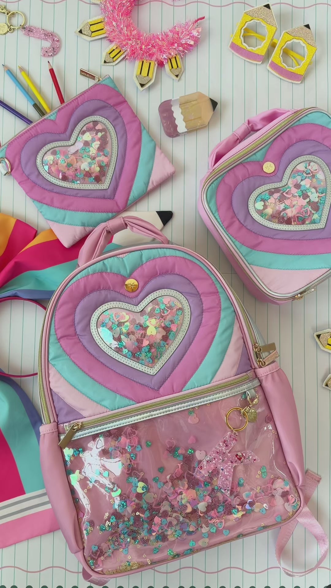 "Taylor" Quilted Confetti Hearts Backpack