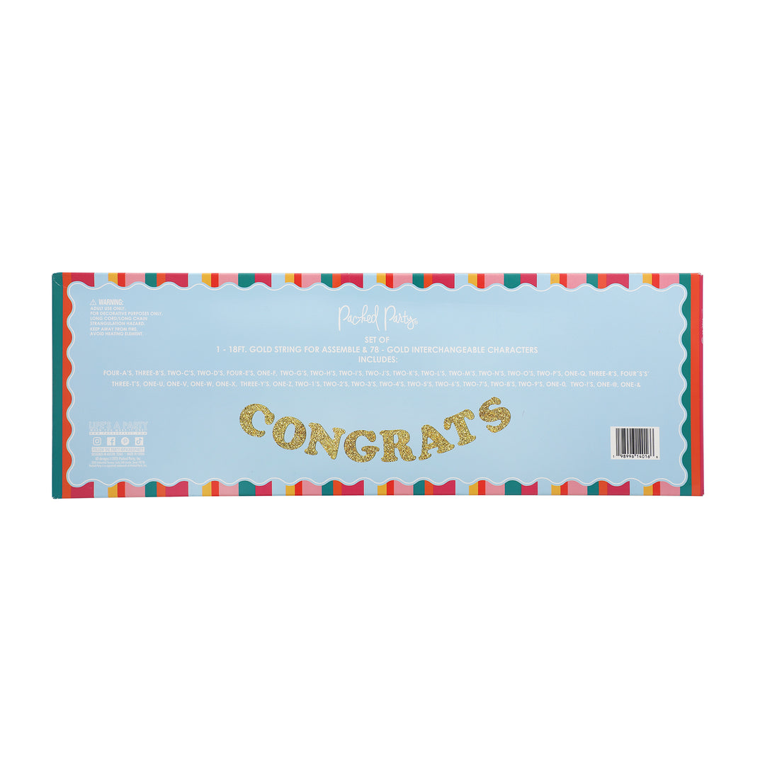 Packed Party Customizable Letter Garland Comes with 78 Interchangeable Gold Glitter Letters and Numbers