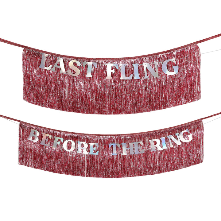Packed Party Last Fling Before The Ring Metallic Letter Pink Fringe Shiny Garland for Bachelorette Parties and Wedding Showers