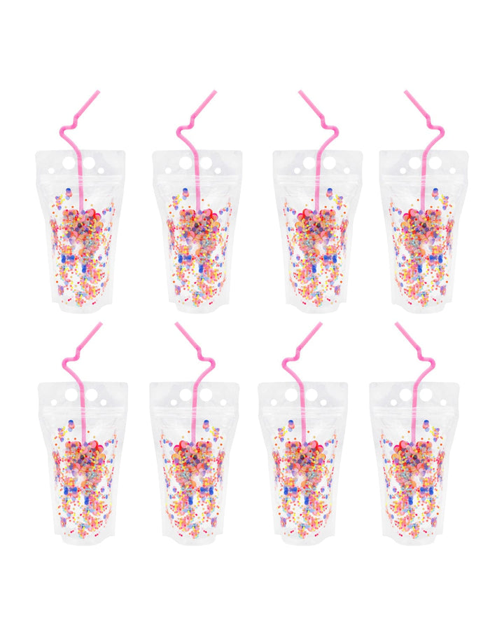 Multicolor Confetti Drink Pouches (Reusable set of 8 or 16)