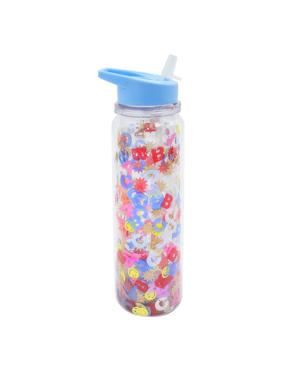 Little Letters Confetti Water Bottle with Straw