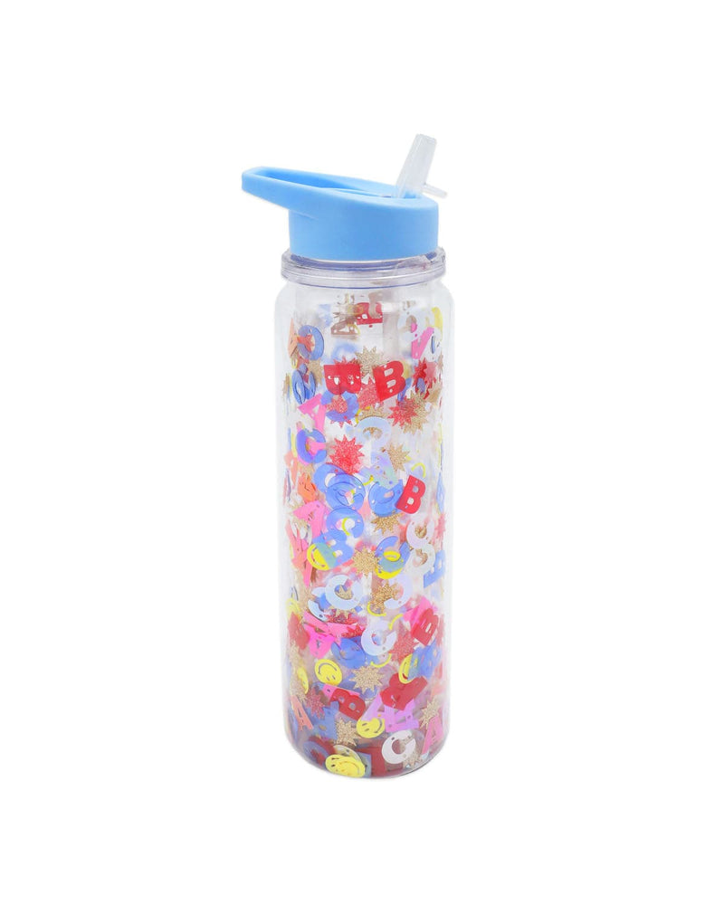 Little Letters Confetti Water Bottle with Straw